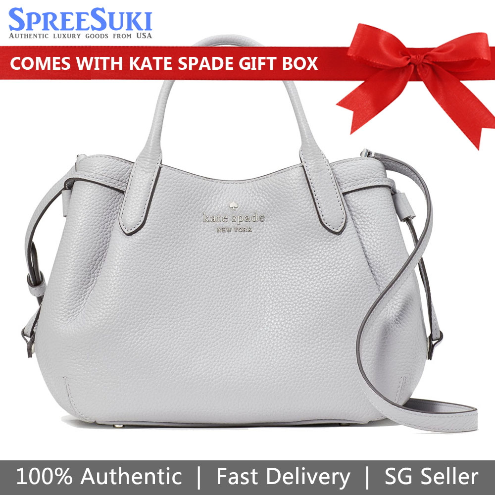 Kate Spade Pebble Leather Dumpling Small Satchel Mountain Grey Light Grey # K8135