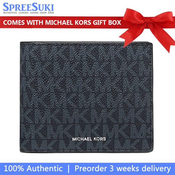 Michael Kors Cooper Logo Billfold Wallet With Coin Pouch Admiral Pale Blue Navy Blue # 36U9LCRF3B