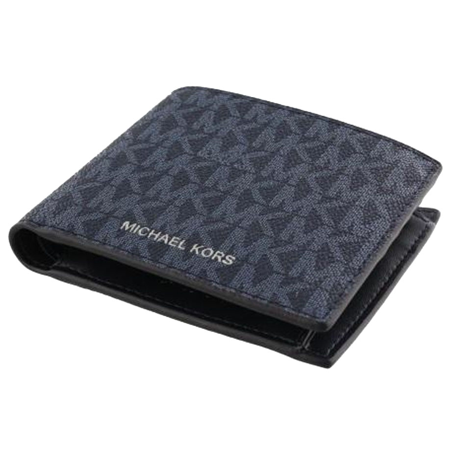 Michael Kors Cooper Logo Billfold Wallet With Coin Pouch Admiral Pale Blue Navy Blue # 36U9LCRF3B