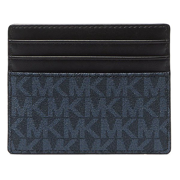 Michael Kors Cooper Signature Logo Card Case Admiral Pale Blue Navy Blue # 36U9LCRD1B
