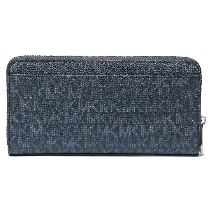 Michael Kors Cooper Logo Zip-Around Wallet Admiral Pale Blue Navy Blue # 36U9MCRE3B