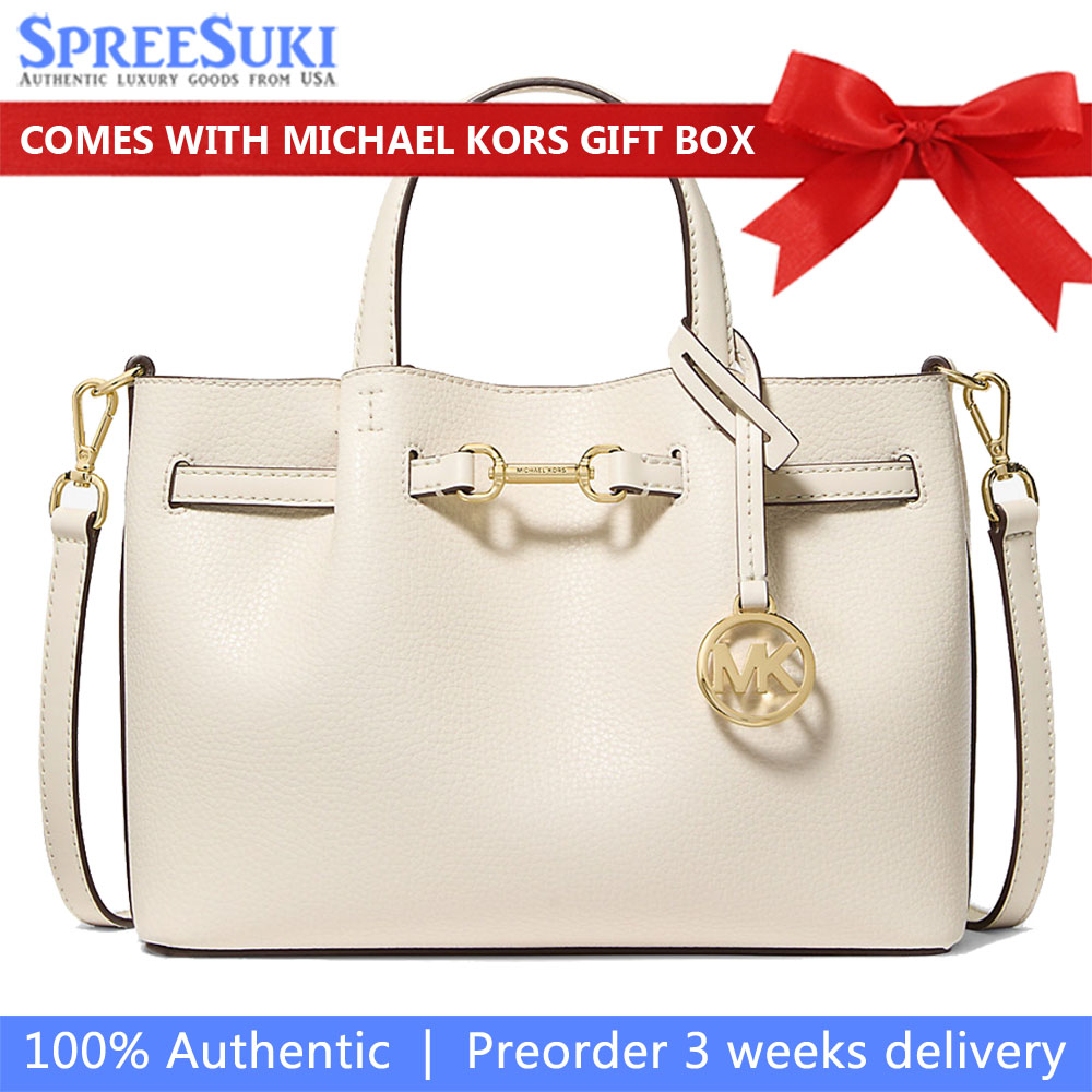 Michael Kors Carson Small Pebbled Leather Satchel Light Cream # 35S5G2ZS5T