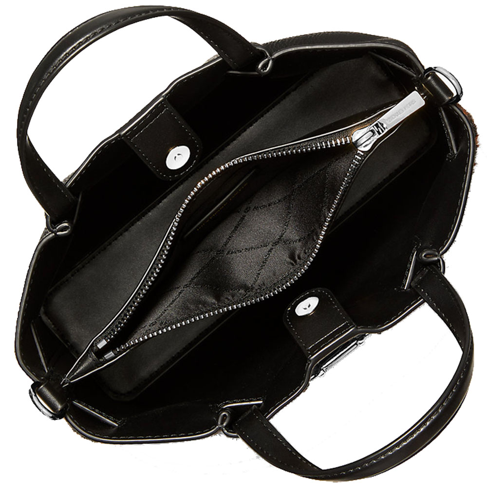 Michael Kors Carson Small Leopard Print Calf Hair Satchel Black # 35F5S2ZS5H