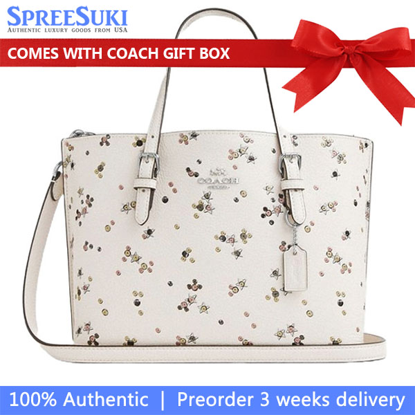 Coach Mollie Tote Bag 25 With Star Print Silver White # CCV87