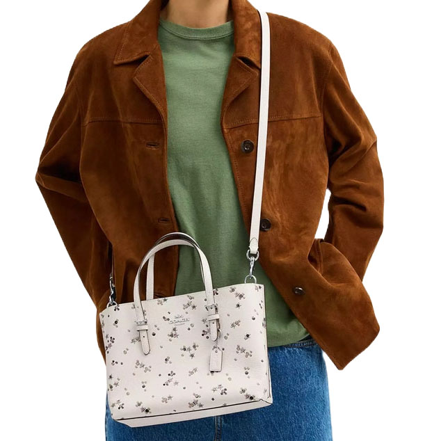 Coach Mollie Tote Bag 25 With Star Print Silver White # CCV87