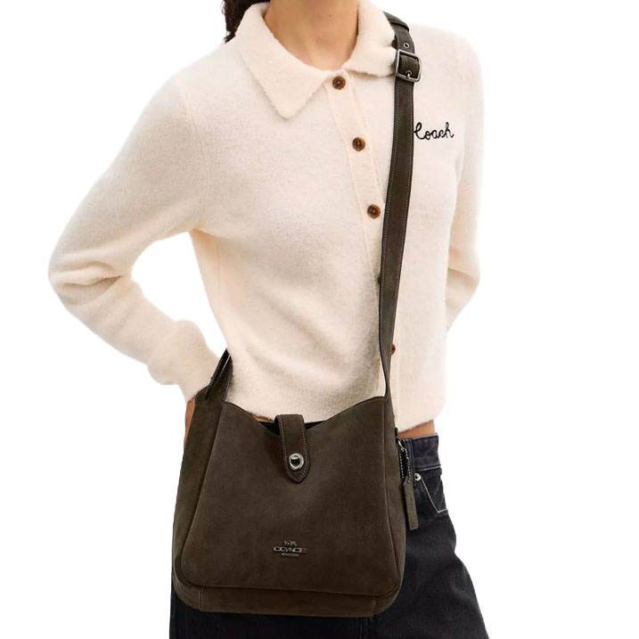 Coach Hadley Convertible Crossbody Bag Gunmetal Dark Brown # CCG43