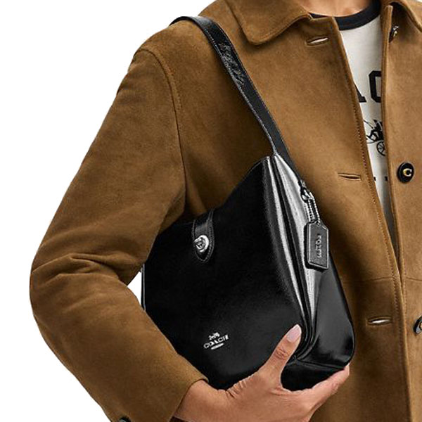 Coach Hadley Convertible Crossbody Bag Silver Black # CCF02