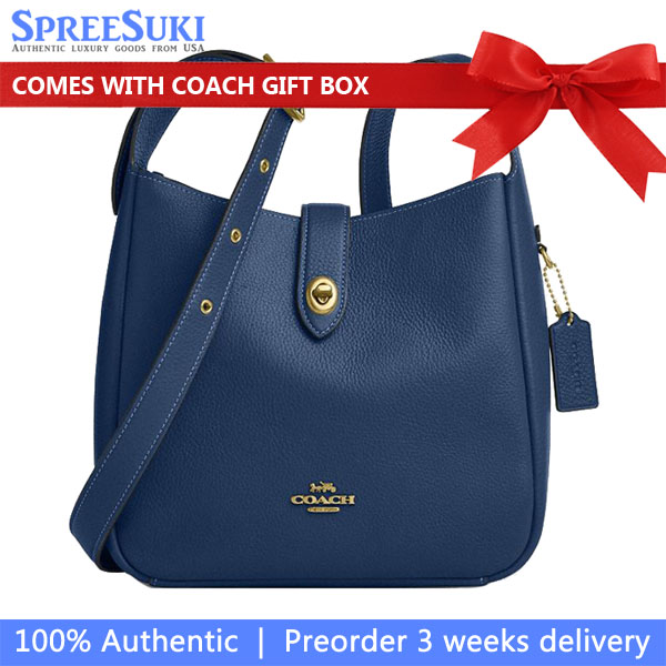 Coach Hadley Convertible Crossbody Bag In Suede Deep Blue # CW002
