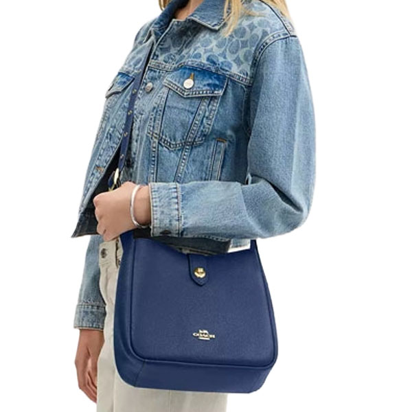 Coach Hadley Convertible Crossbody Bag In Suede Deep Blue # CW002