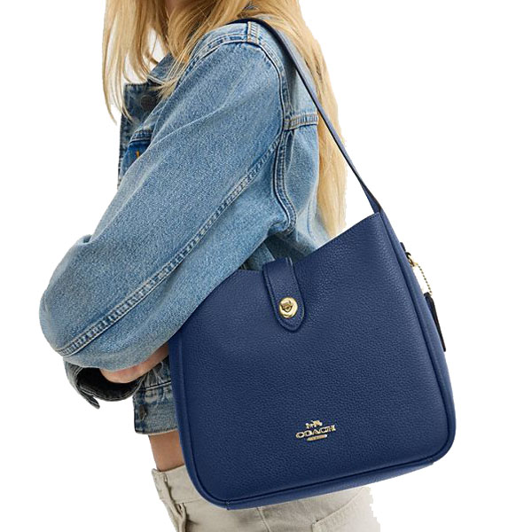Coach Hadley Convertible Crossbody Bag In Suede Deep Blue # CW002