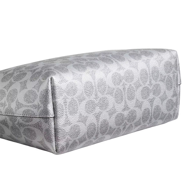 Coach Fiona Zip Tote Bag In Signature Canvas Silver Gray Silver Light Grey # CW396