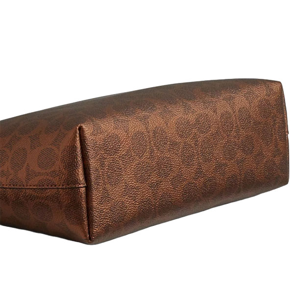 Coach Fiona Zip Tote Bag In Signature Canvas Gold Dark Brown # CW396