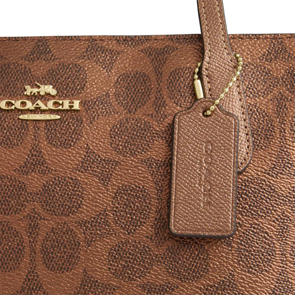 Coach Fiona Zip Tote Bag In Signature Canvas Gold Dark Brown # CW396