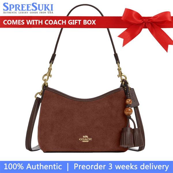 Coach Laurel Small Shoulder Bag With Tassels Vintage Brown Maple # CCF14