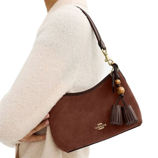Coach Laurel Small Shoulder Bag With Tassels Vintage Brown Maple # CCF14