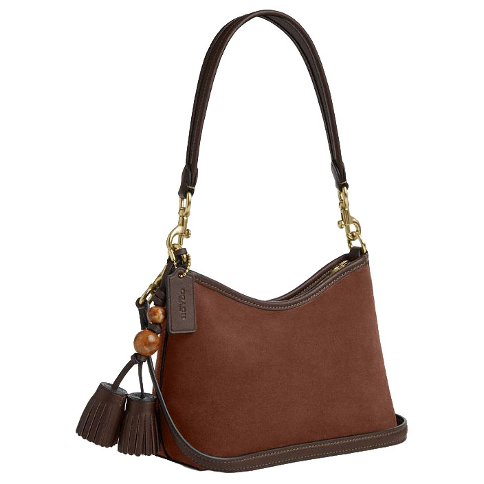 Coach Laurel Small Shoulder Bag With Tassels Vintage Brown Maple # CCF14