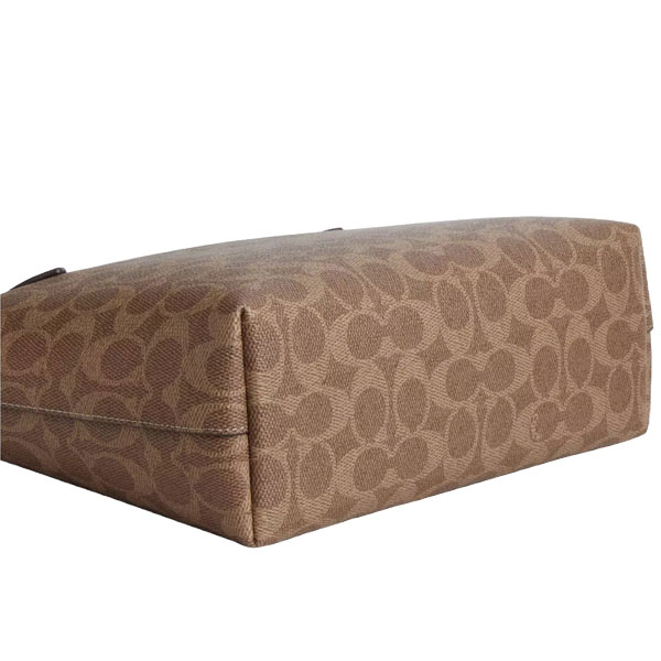 Coach Fiona Zip Tote Bag In Signature Canvas Tan Brown # CBT18