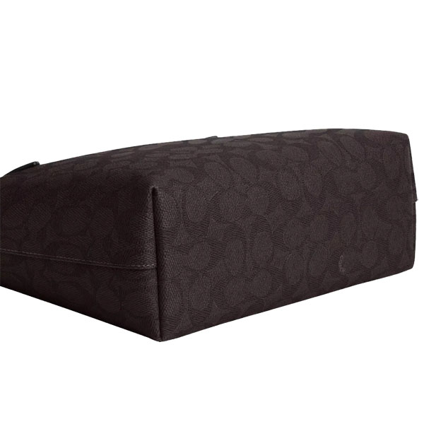 Coach Fiona Zip Tote Bag In Signature Canvas Walnut Black # CBT18