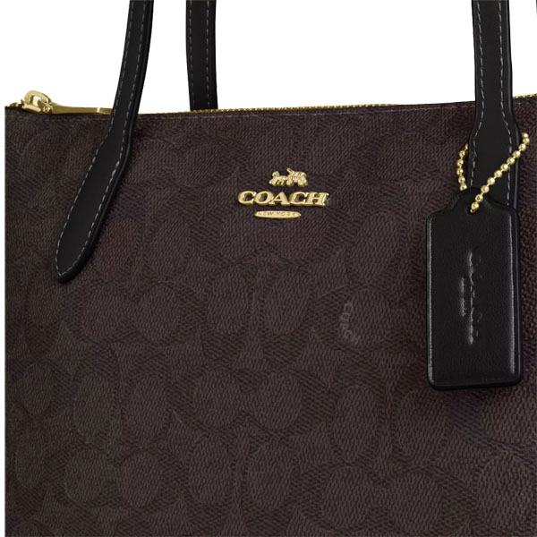 Coach Fiona Zip Tote Bag In Signature Canvas Walnut Black # CBT18