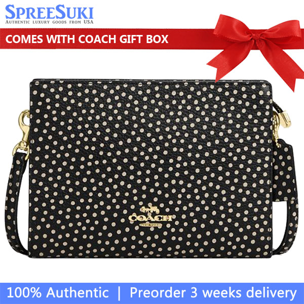 Coach Slim Crossbody Bag With Spot Print Black Multi # CCI77