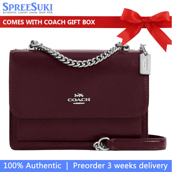 Coach Mini Klare Crossbody Bag Silver Dark Red # CCE89