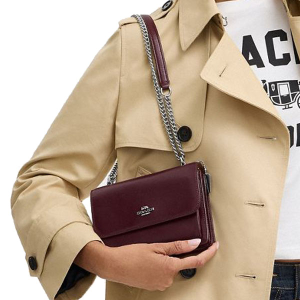 Coach Mini Klare Crossbody Bag Silver Dark Red # CCE89