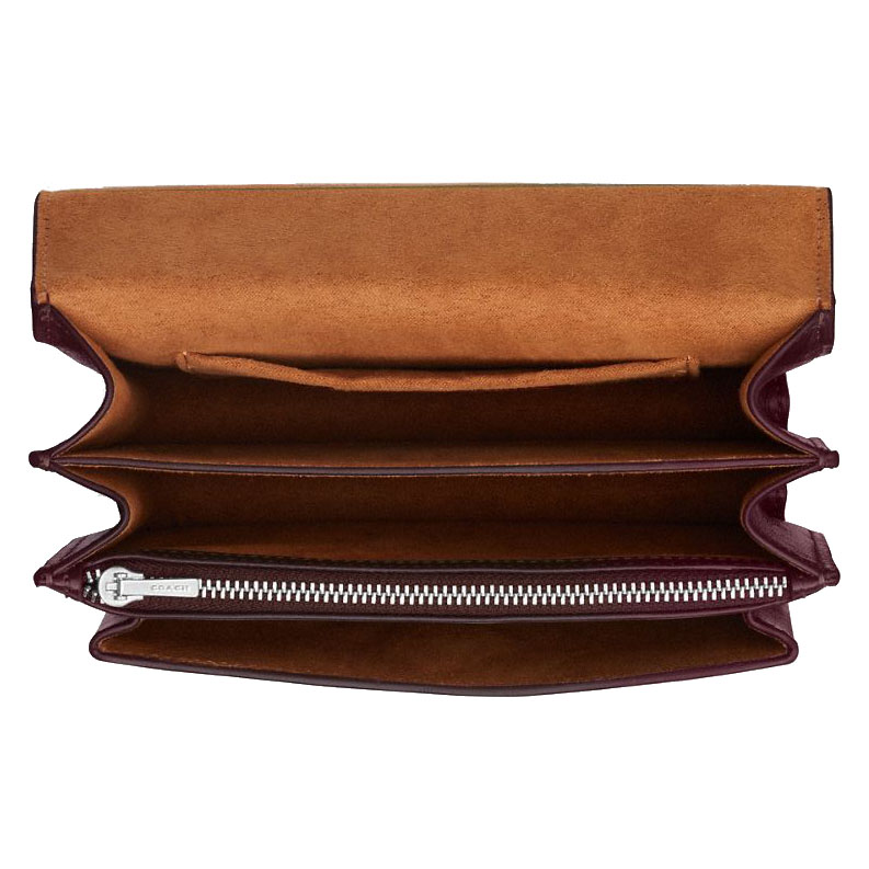 Coach Mini Klare Crossbody Bag Silver Dark Red # CCE89