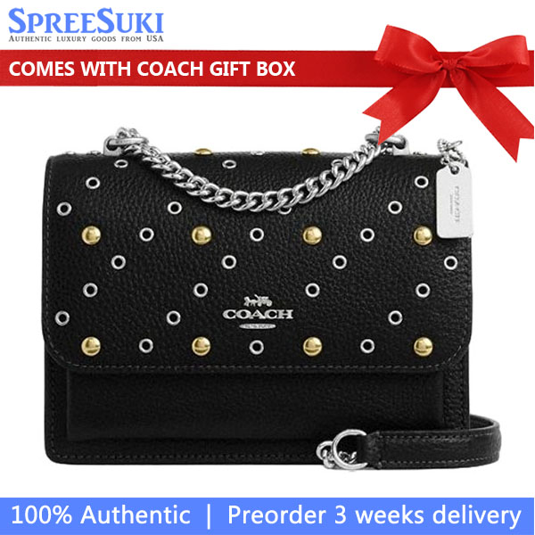 Coach Mini Klare Crossbody Bag With Rivets Silver Black # CCE10