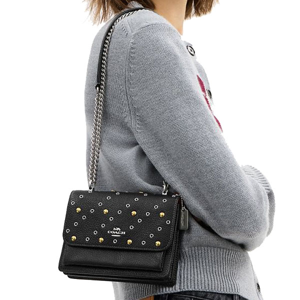 Coach Mini Klare Crossbody Bag With Rivets Silver Black # CCE10