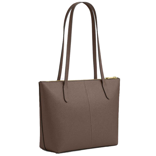 Coach Fiona Zip Tote Bag Dark Stone Brown # CW395