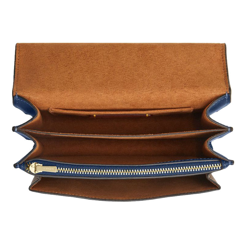 Coach Mini Klare Crossbody Bag In Signature Canvas Deep Blue Tan # CBR07