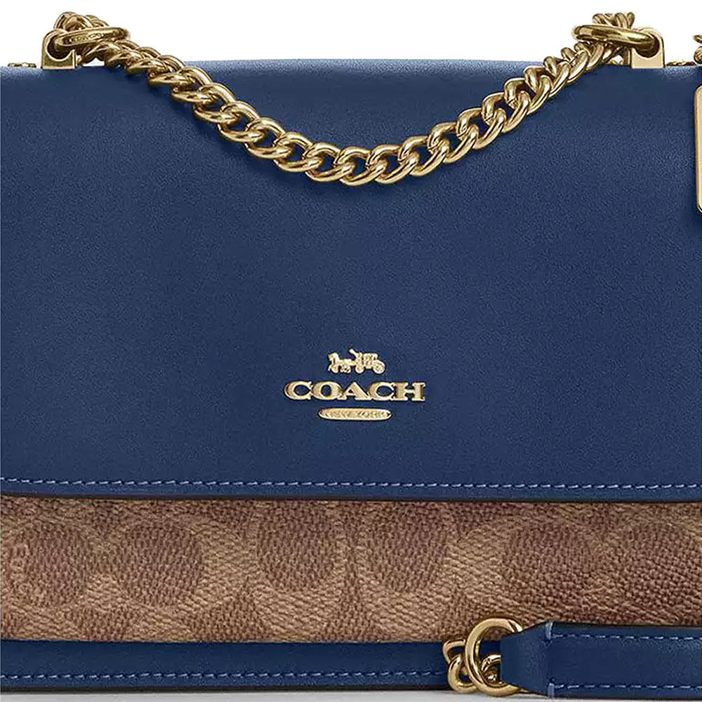 Coach Mini Klare Crossbody Bag In Signature Canvas Deep Blue Tan # CBR07
