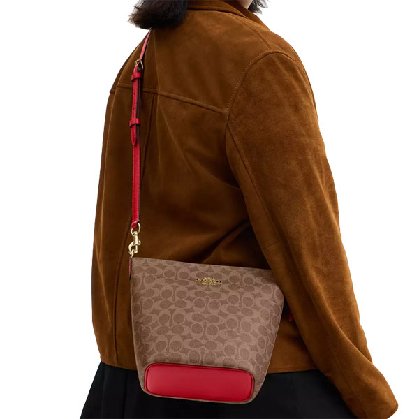 Coach Logan Duffle Bag In Signature Canvas Tan Carnation Brown # CCL33