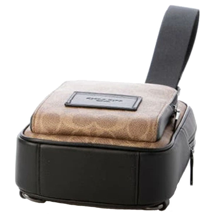 Coach Racer Sling Pack In Signature Canvas Gunmetal Tan Black Brown # CV763