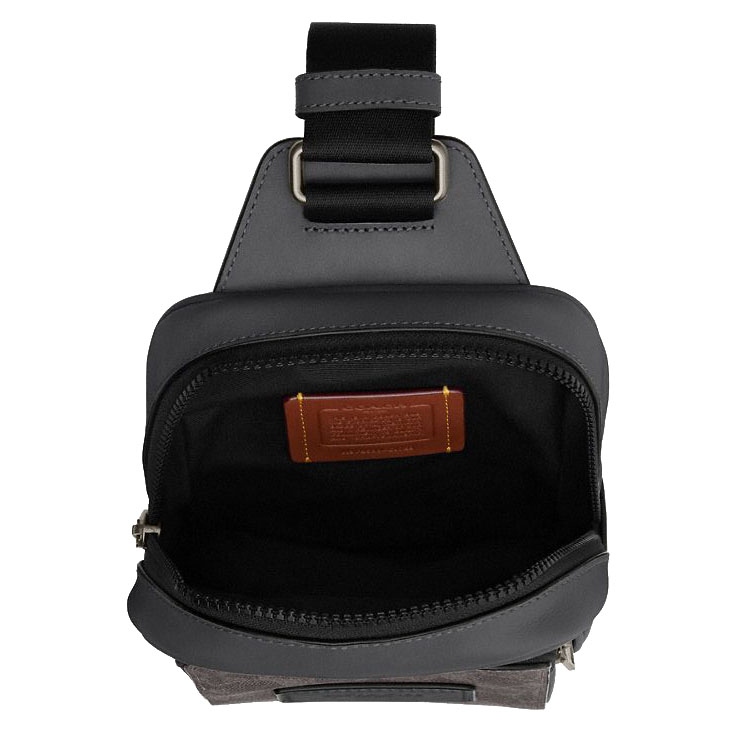 Coach Racer Sling Pack In Signature Canvas Gunmetal Grey Charcoal # CV763
