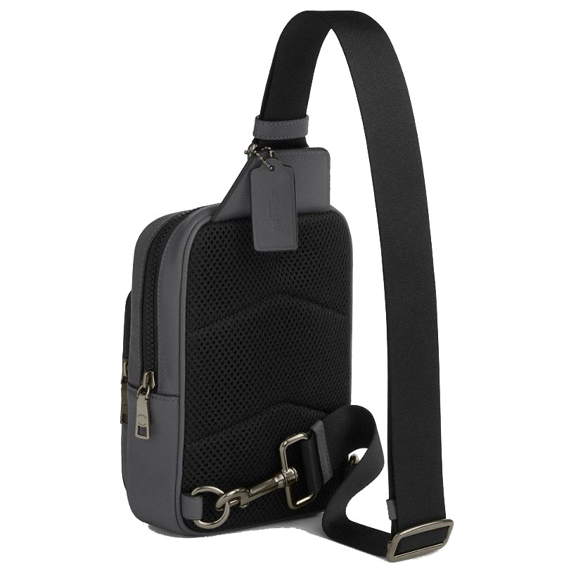 Coach Racer Sling Pack In Signature Canvas Gunmetal Grey Charcoal # CV763
