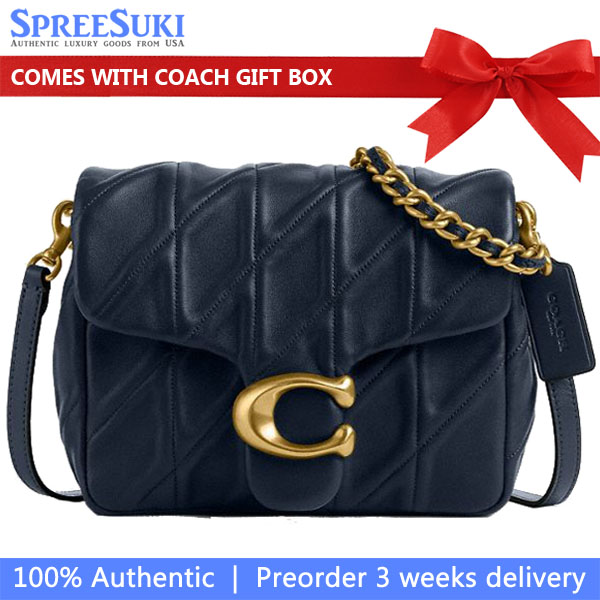 Coach Times Square Tabby Shoulder Bag With Quilting Dark Navy # CW629