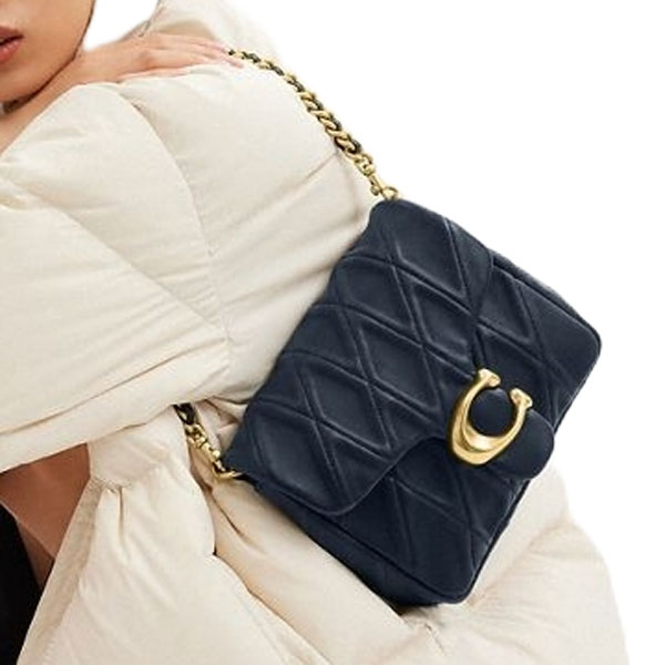 Coach Times Square Tabby Shoulder Bag With Quilting Dark Navy # CW629