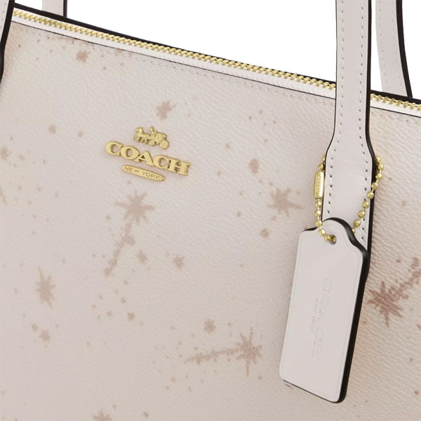 Coach Fiona Zip Tote Bag With Star Print Chalk Multi Off White # CCL43