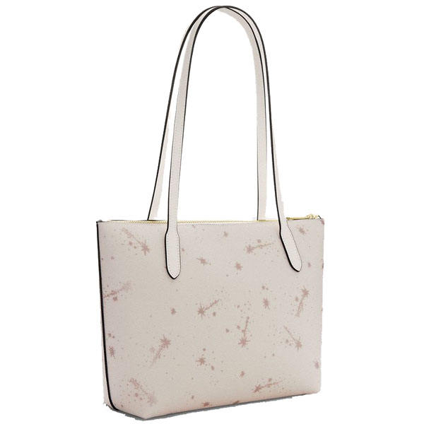 Coach Fiona Zip Tote Bag With Star Print Chalk Multi Off White # CCL43