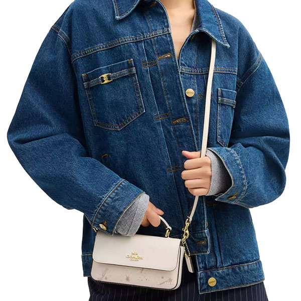 Coach Mini Josie Top Handle Bag With Star Print Chalk Multi White # CCK82