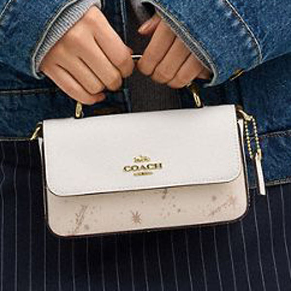 Coach Mini Josie Top Handle Bag With Star Print Chalk Multi White # CCK82