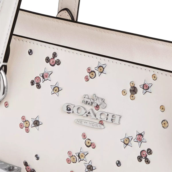 Coach Station Tote Bag With Star Print Silver Chalk Multi Off White # CCE99