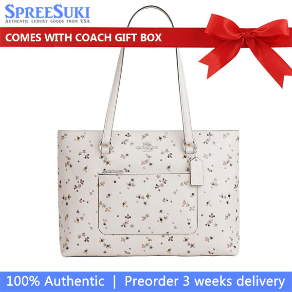 Coach Station Tote Bag With Star Print Silver Chalk Multi Off White # CCE99
