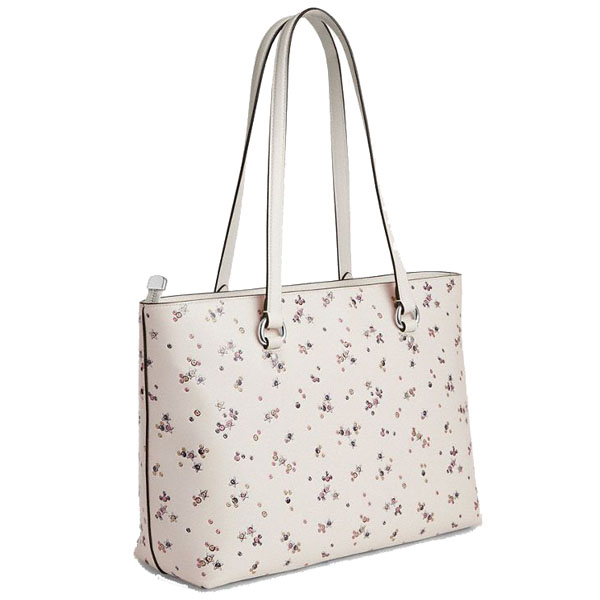 Coach Station Tote Bag With Star Print Silver Chalk Multi Off White # CCE99