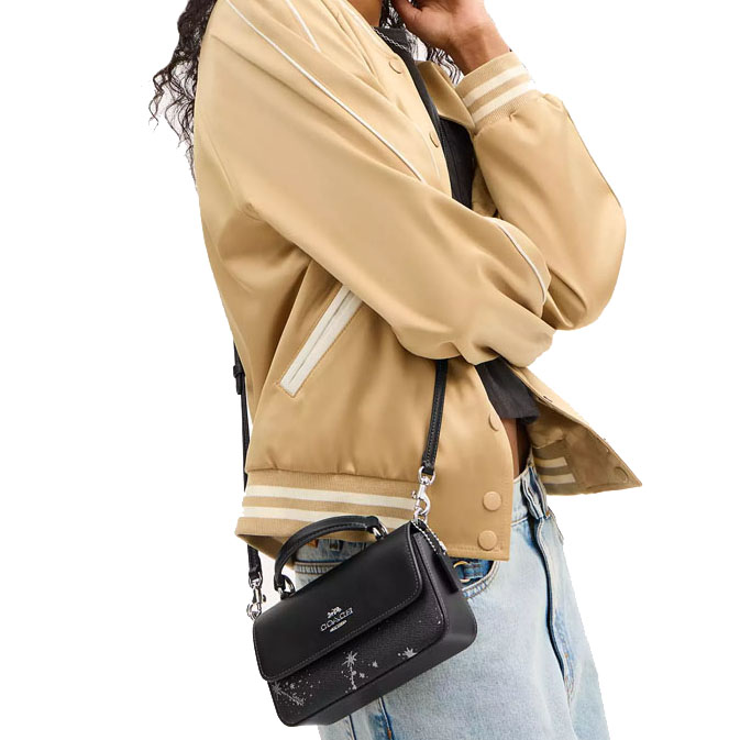 Coach Mini Josie Top Handle Bag With Star Print Silver Black Multi # CCK82