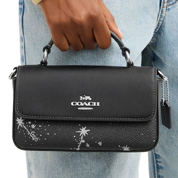 Coach Mini Josie Top Handle Bag With Star Print Silver Black Multi # CCK82