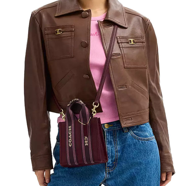 Coach Smith Mini Tote Bag Dark Wine # CCF80