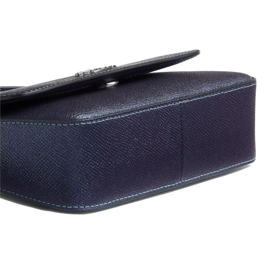 Coach Mini Josie Top Handle Bag In Signature Canvas Silver Blue Navy Navy Blue # CCK68