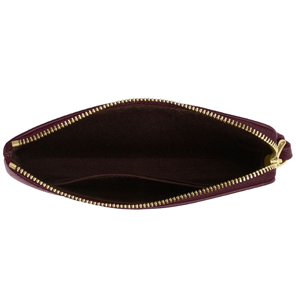 Coach Small Wristlet Crossgrain Leather Corner Zip Dark Wine # CV396